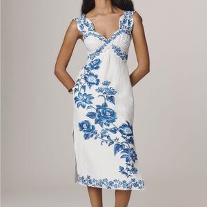 FARM Rio White and Blue Floral Dress